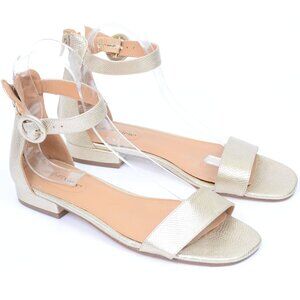 Comfortview Women's 9.5 WIDE Alora Gold Metallic Anklet Back Zipper Flat Sandals